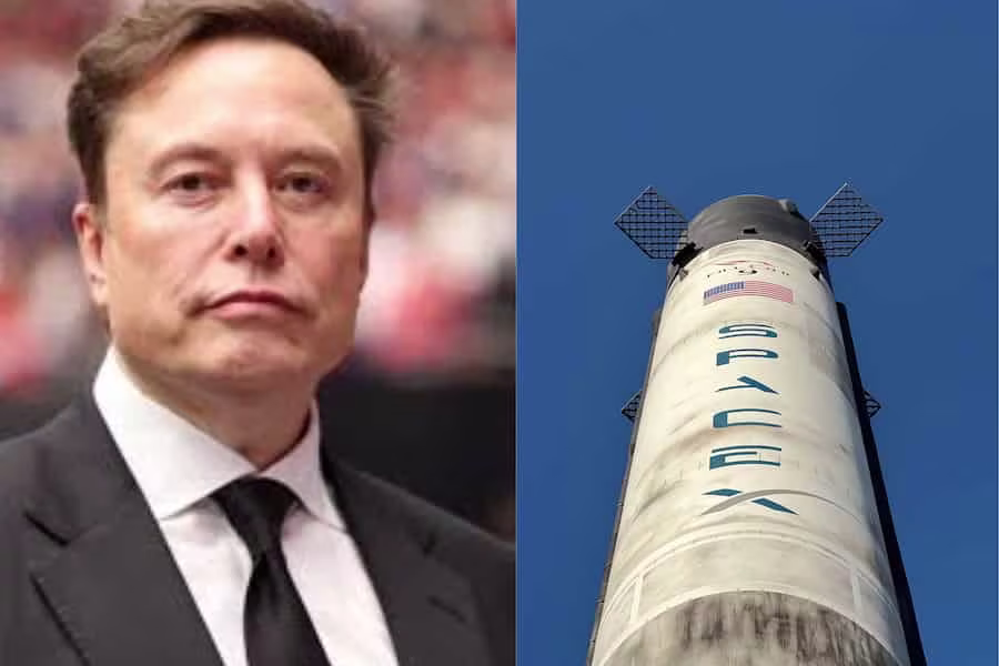 Elon Musk stands in front of a SpaceX rocket launch as investors closely watch the company's anticipated stock market debut.