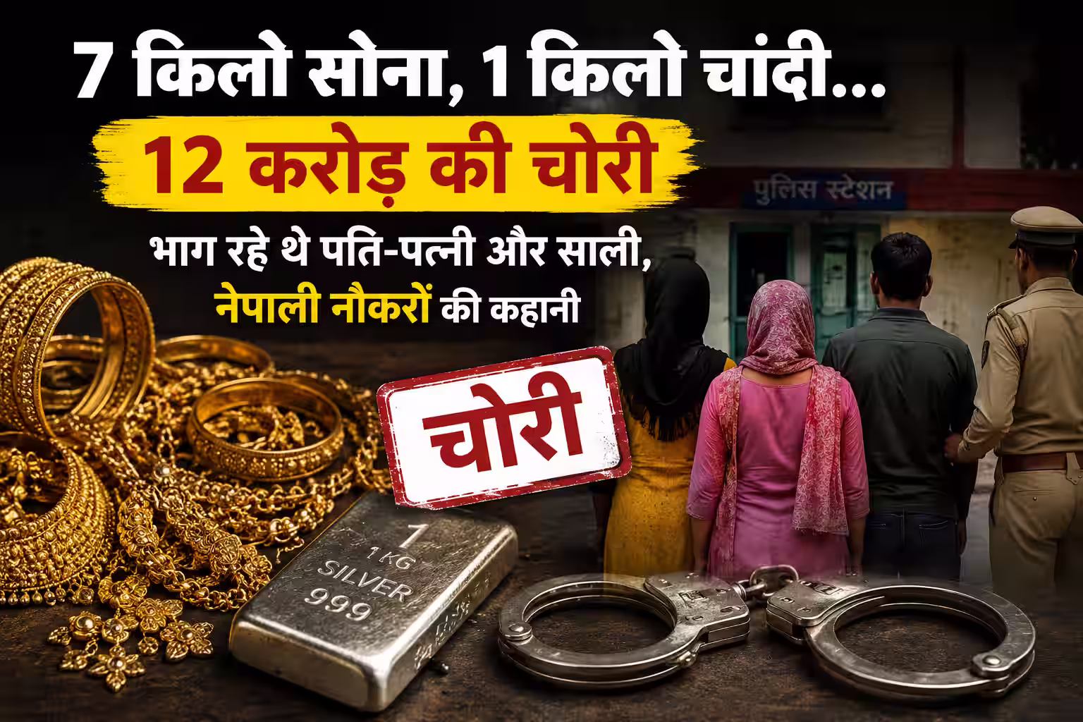 12 करोड़ की चोरी का मास्टरप्लान फेल! 7 किलो सोना लेकर भाग रहे थे पति-पत्नी और साली